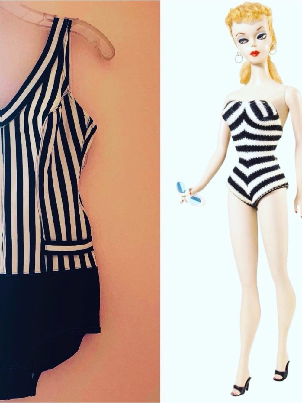 Vintage Gottex Black & White Swimsuit One Piece Barbie 1960’s S